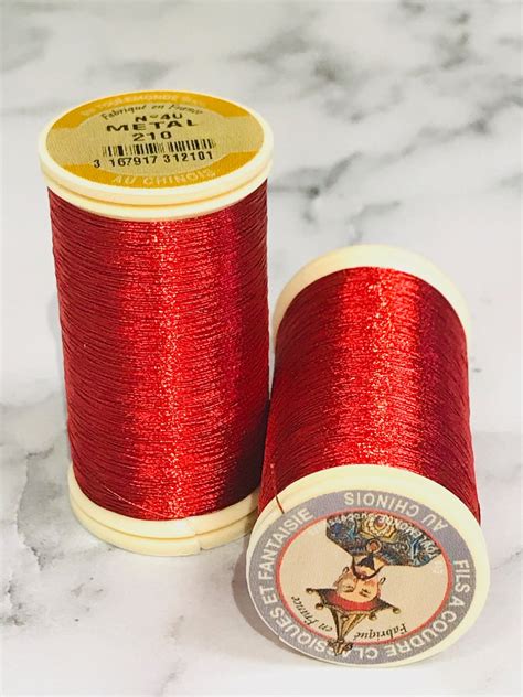 Sajou No 210 Red Metallic Thread Fil Au Chinois Etsy