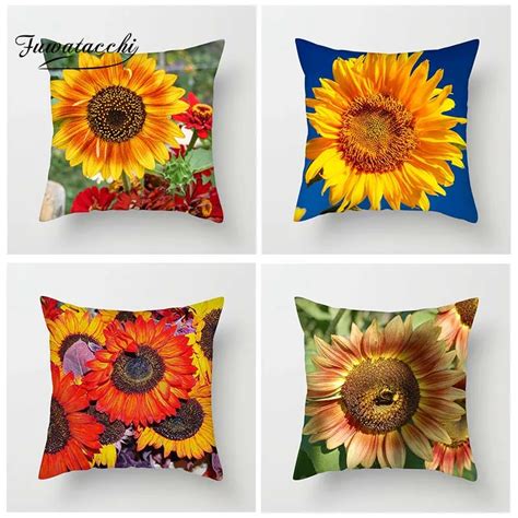 Fuwatacchi Floral Cushion Cover Various Sunflowers Throw Pillow Cover