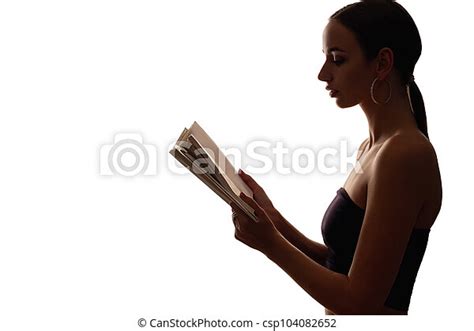 Smart Woman Silhouette Reading Open Book Outline Smart Woman