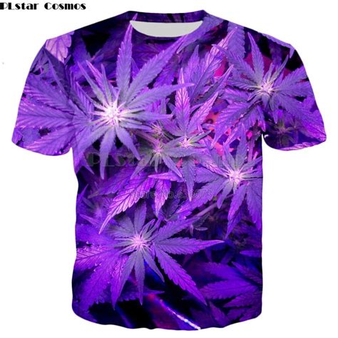 Plstar Cosmos Drop Shipping 2018 Summer New Style Mens T Shirt Purple Weed Tshirts 3d Digital