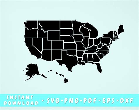 Us Map Svg United States Map Cut Files Cricut And Silhouette Etsy