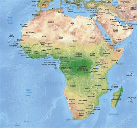 Vector Map Africa Continent Shaded Relief One Stop Map Africa