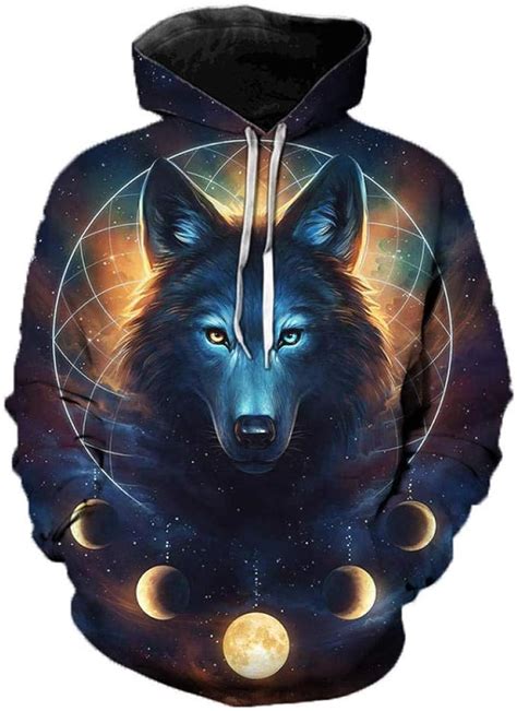 3d Wolf Hoodie Mens Hooded Animal Wolf Print Hoodie Sweatshirt
