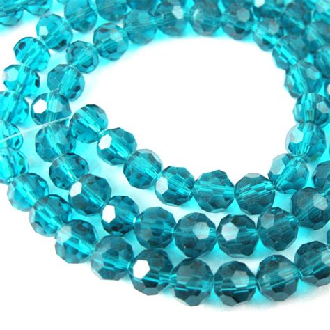 Crystal Glass Beads Mm Round Faceted Beads Peacock Blue