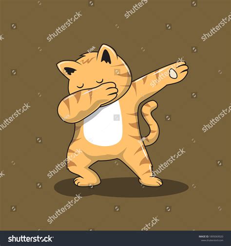 Cat Dabbing Dance Cartoon Kitty Animals Stock Vector Royalty Free