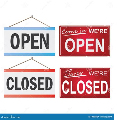 Open And Closed Signs Stock Vector Illustration Of Background 18209964