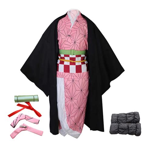 Demon Slayer Kamado Nezuko Cosplay Costume Nezuko Kimono Outfit With