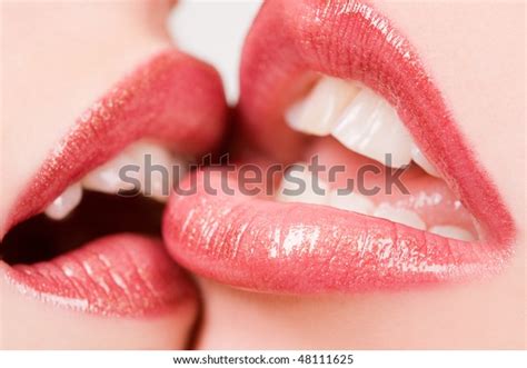 Beautiful Female Lovers Kissing Closeup Stock Photo Edit Now 48111625