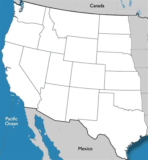 Blank Map West Region United States