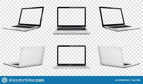 Laptop Mock Up With Transparent Screen Isolated Stock Vector