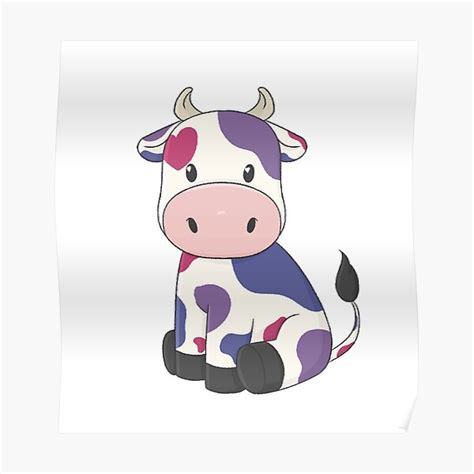 Bisexual Cow Cartoon Cute LGBT Pride Flag Poster For Sale By