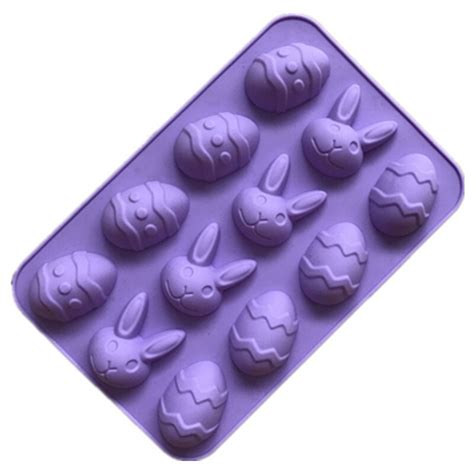 12 Cavity Easter Eggs Rabbit Shape Silicone Chocolate Mold Soap Mould