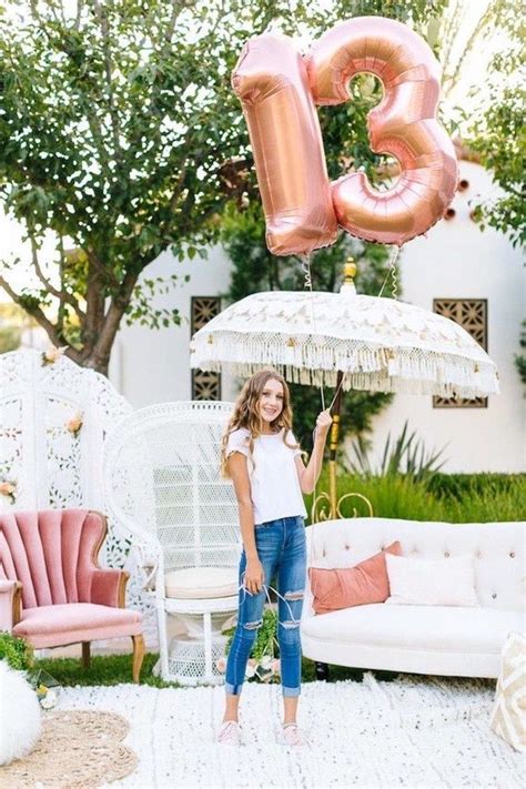Thirteen Rose Gold Balloons Teenage Girl Party Theme Ideas Umb 13th Birthday Party Ideas For
