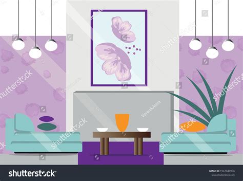 Modern Living Room Interior Flat Style Stock Vector Royalty Free