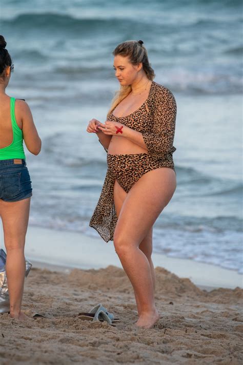 Pregnant Iskra Lawrence In Bikini On The Beach In Miami 02 13 2020 Hawtcelebs