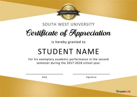 30 Free Certificate Of Appreciation Templates And Letters For Formal