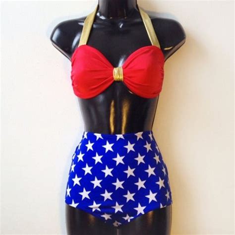 Wonder Woman Swimsuit Bikini Wonder Woman Rave Costume Etsy