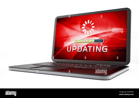 Laptop Computer With Software Update Screen 3d Illustration Stock