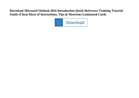 Microsoft Outlook 2016 Introduction Quick Reference Training Tutorial