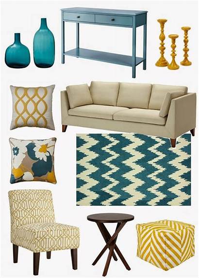 Teal Yellow Living Decorating Sofa Decor Couch
