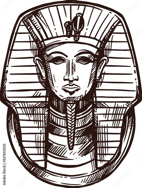 tutankhamen pharaoh sketch ancient egyptian mummy golden mask vector icon ancient egypt