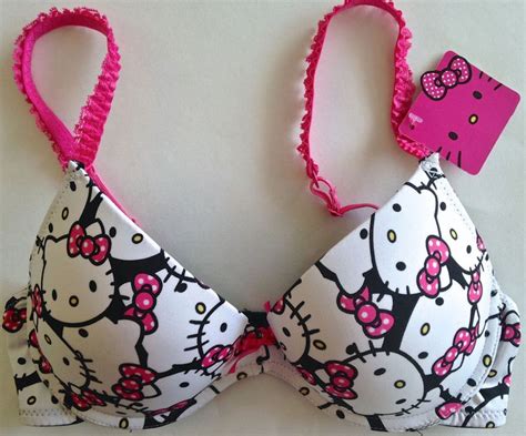 Hello Kitty Sanrio Bra Underwire Push Up Plunge Womens Size 34b White Sanriohellokitty