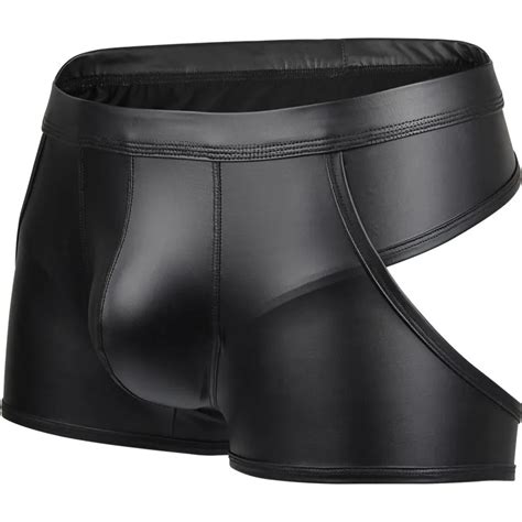 Il Formato Pi Sexy Degli Uomini Boxer Scava Fuori Faux Leather Lingerie