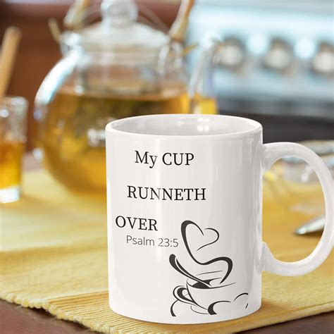 Amazon Com My Cup Runneth Over Bible Verse Psalm Coffee Tea Mug Inspiring Religious