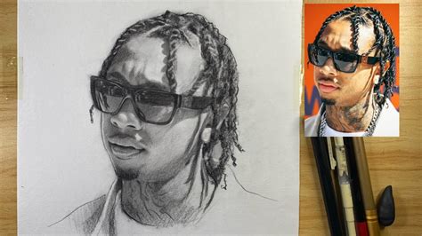 Tyga Draw A Mans Portrait In Pencil With A Photo Reference Youtube