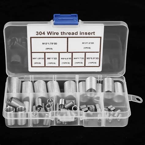 55pcsset M4 M12 Threaded Insert Stainless Steel Ss304 Coiled Wire