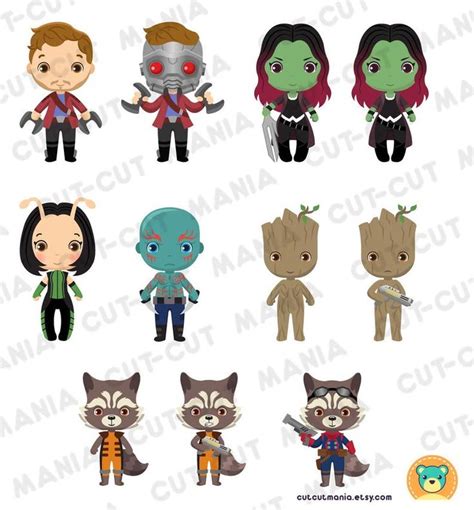 Guardians Of The Galaxy Cliparts Set Cute Guardians Of The Etsy In