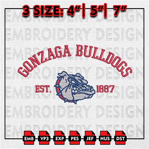 Ncaa Gonzaga Bulldogs Embroidery Files Ncaa Embroidery Desi Inspire