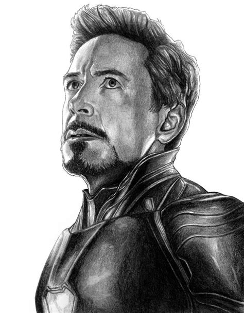 Pencil Tony Stark Avengers Endgame Iron Man Drawing
