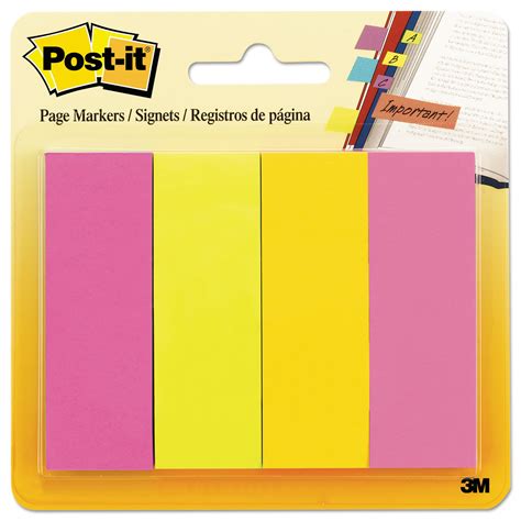 Post-it Page Flag Markers, Assorted Brights, 50 Strips/Pad ...