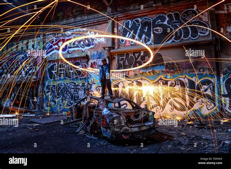 Usa California Abandoned Warehouse Graffiti Stock Photo Alamy