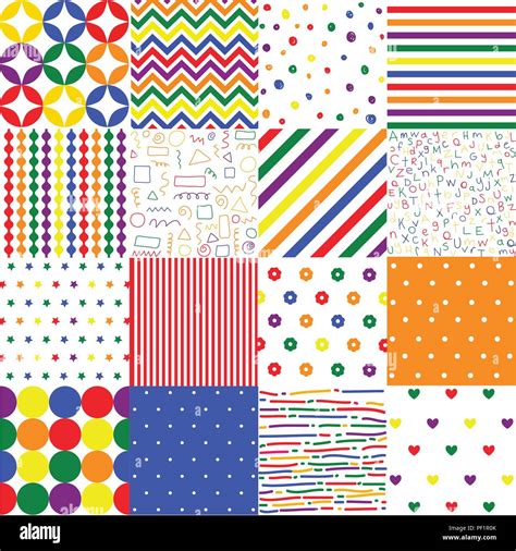 Colorful Seamless Patterns For Baby Style Vector Illustration For
