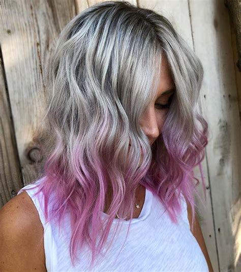 These brown blonde streaks are a great base to use an additional unnatural color, and the light shade of purple (purple haze) is great! 23 Best Short Ombre Hair Ideas for 2019 | StayGlam