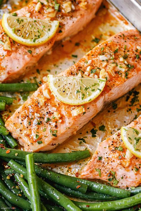 Garlic Butter Baked Salmon Recipe With Green Beans How To Bake Salmon