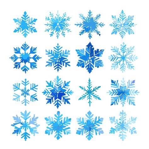 Watercolor Christmas Snowflakes Set Vector Christmas Snowflakes Snow