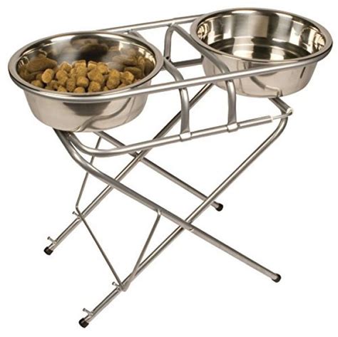 Jack And Dixie Stainless Steel Adjustable Elevated Dog Bowl And Stand