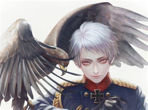 I've searched far and wide for the 10 most popular male anime characters with white hair, and. Anime anime guy prussia eagle bird animal red eyes white ...
