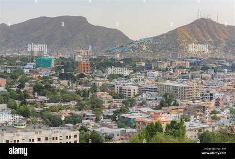 Kabul Afghanistan City Scape Skyline Capital Kabul Hills And Mountains