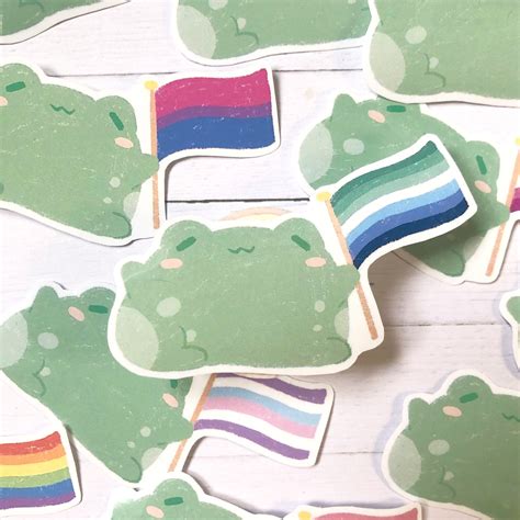 Gay Male Mlm Pride Flag Froggy Weatherproof Sticker Sets Etsy