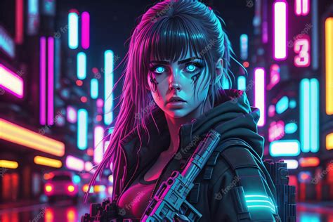 Premium Ai Image Cyberpunk Girl In A Neon City