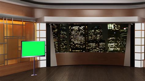 News Tv Studio Set 62 Virtual Green Screen Background Loop Stock Images