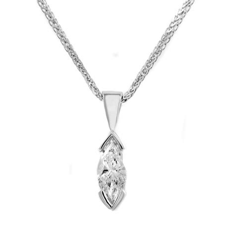 18ct White Gold 0 53ct Marquise Cut Diamond Pendant Jewellery From Mr