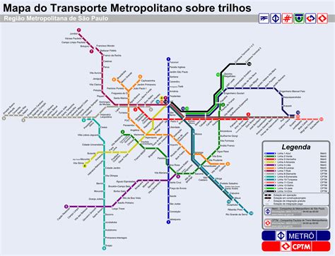 Sao Paulo Brazil Subway Map Mapa Do Metr Mapa De Trem Linhas De Metro