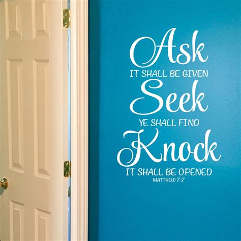 Matthew 77 Ask Seek Knock Wall Decal Bible Verse Scripture Etsy