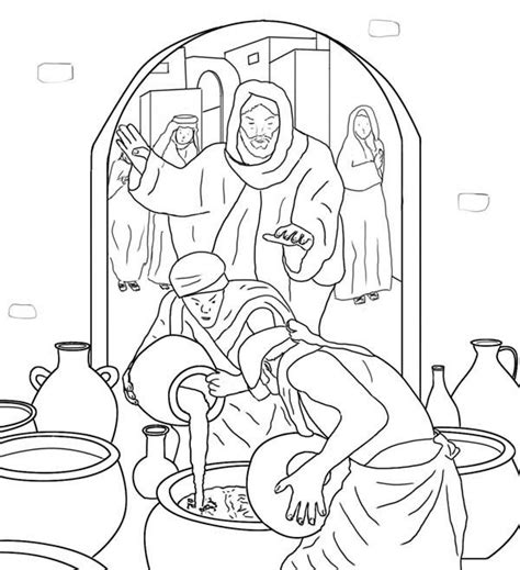 Jesus Make Wine From Water In Miracles Of Jesus Coloring Page Jesus