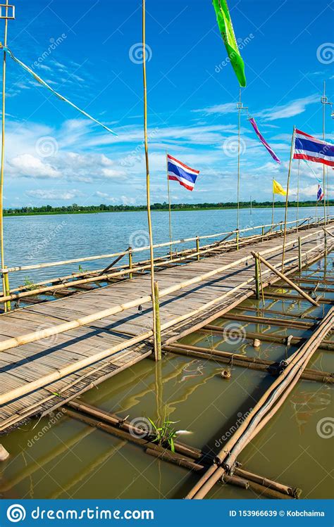 The Bamboo Bridge In Kwan Phayao Lake Stock Image Image Of Phayao